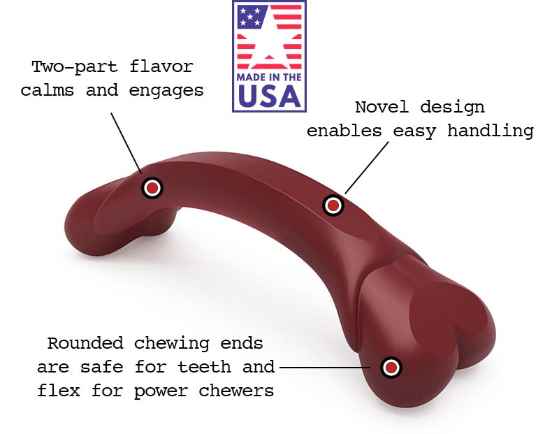 Ergo Chew features. Showing Made in USA